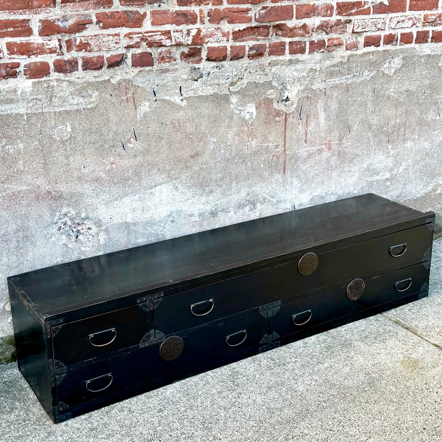 Antique Japanese Edo Era “Katanadansu” Black Lacquer Sword Chest 67"