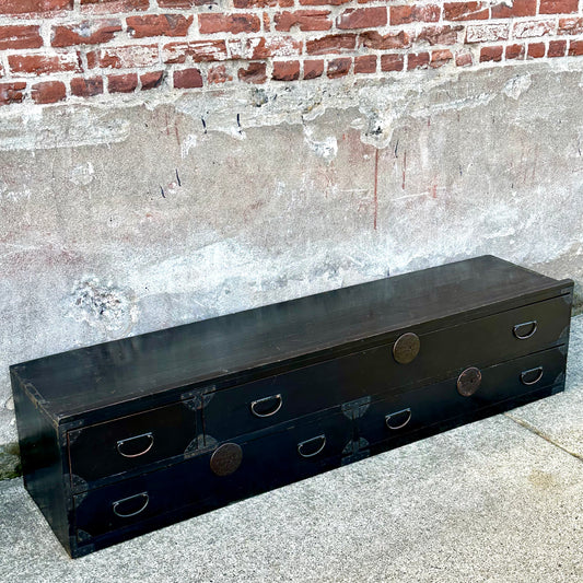 Antique Japanese Edo Era “Katanadansu” Black Lacquer Sword Chest 67"