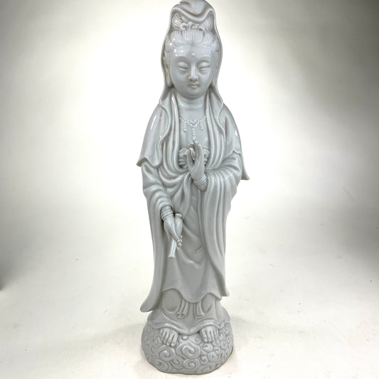 Quan-Yin Statue Porcelain Kutani God/Gooddess of Compassion Standing Pose 12”