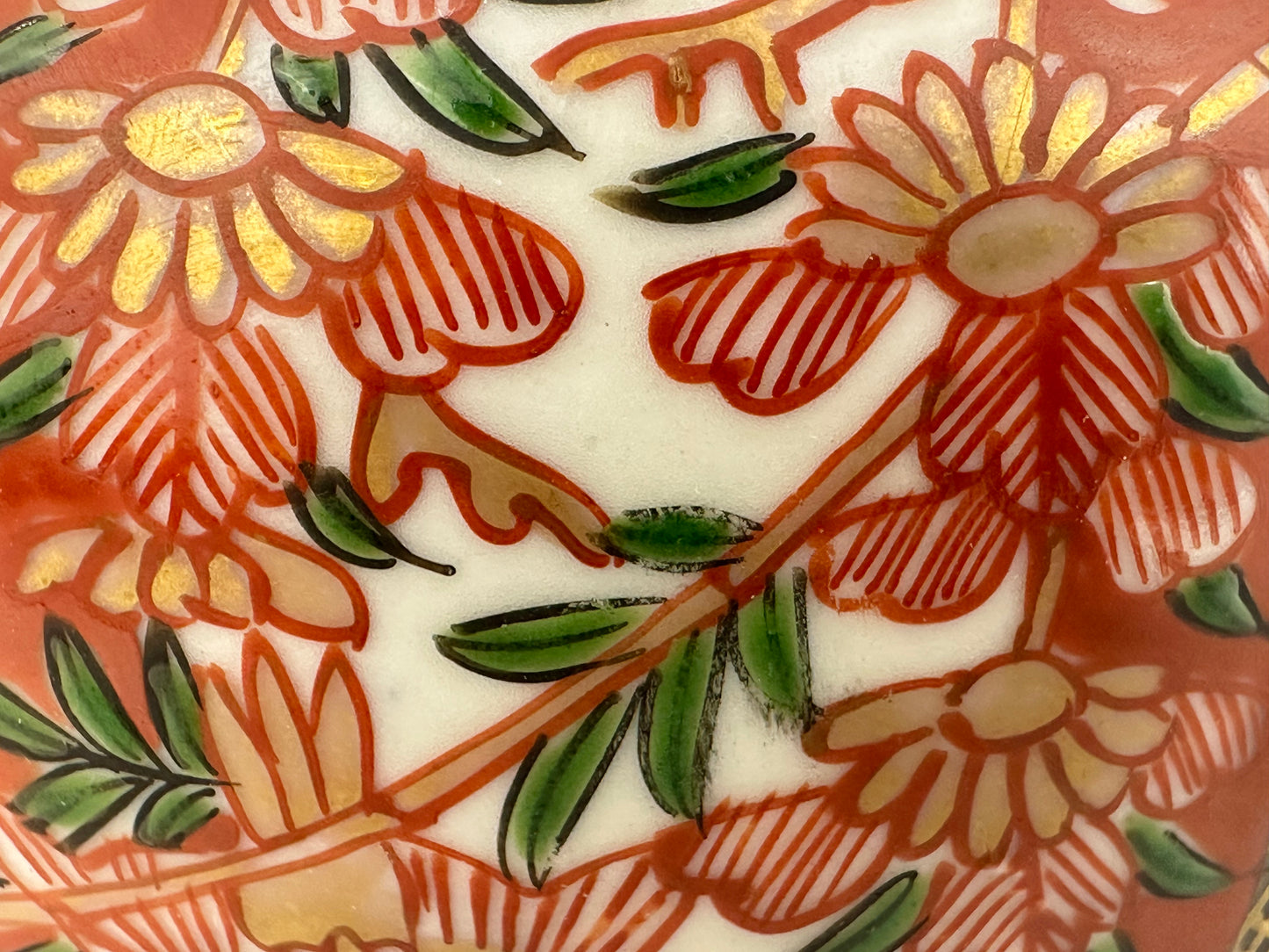 Antique Japanese Imari Style Handpainted Bowl with Gilded Floral Panels 4¾"W