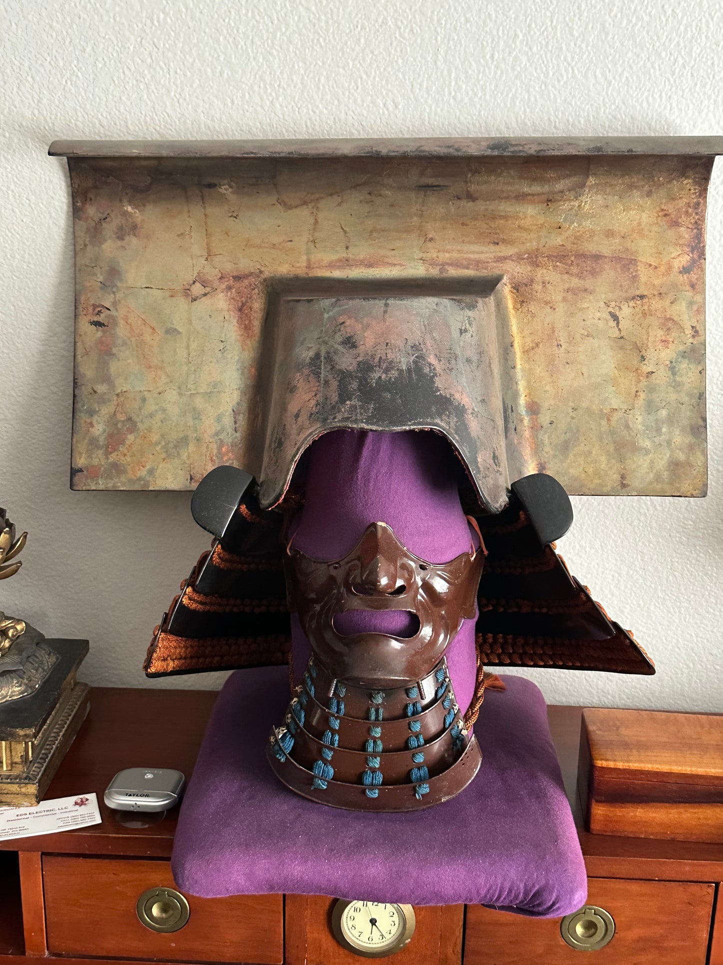 Antique Japanese Kabuto Helmet Bushido Edo Period Ichinotani Kawari Cliff Style LS#112