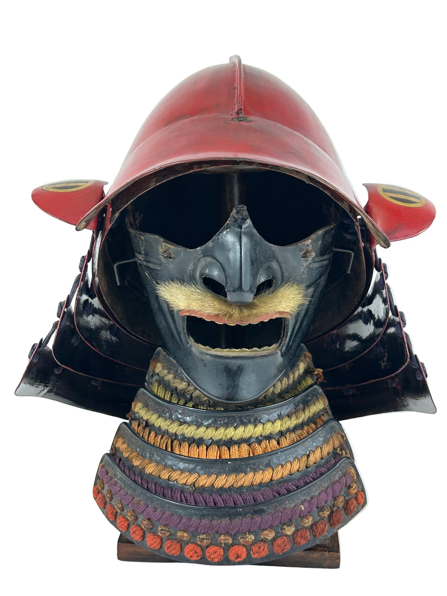 Japanese Edo Period Momonari Kabuto Samurai Helmet Red Lacquer w/ Crescent Moon Maedate LS#157