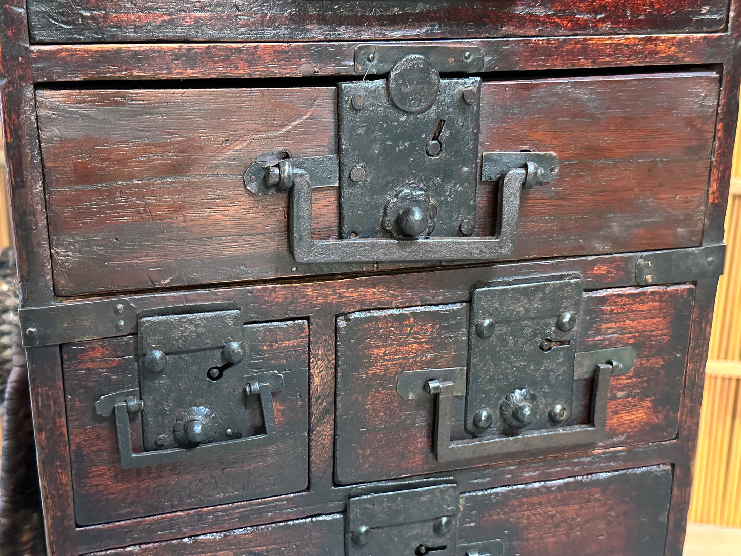 Antique Japanese Edo Era Early 1800's Gyosho Bako Peddler's Tansu Chest 28"