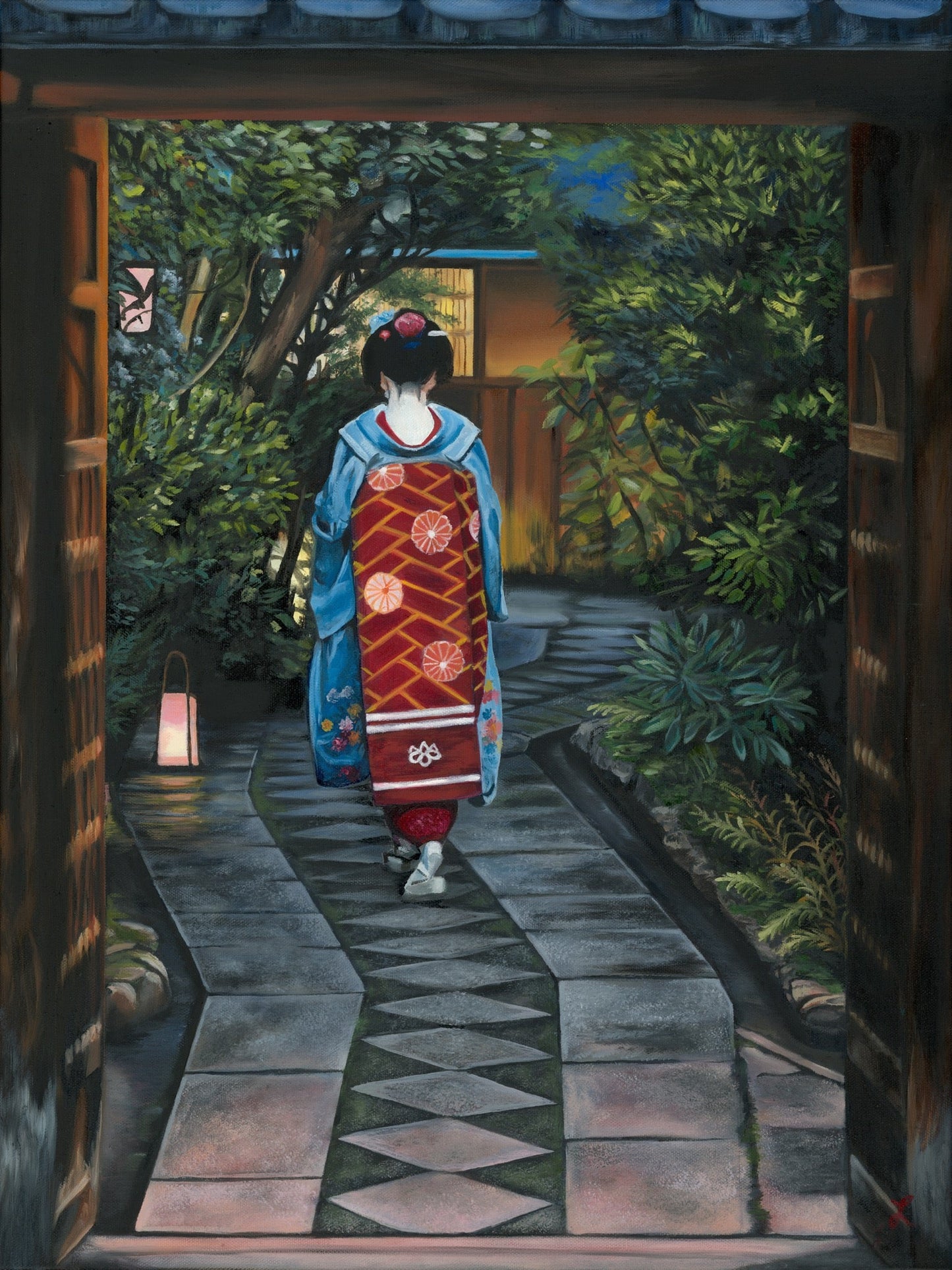 "Gion" by Laura Virgin Signed Giclée Print 10"x13" Geisha Kyoto Limited Edition