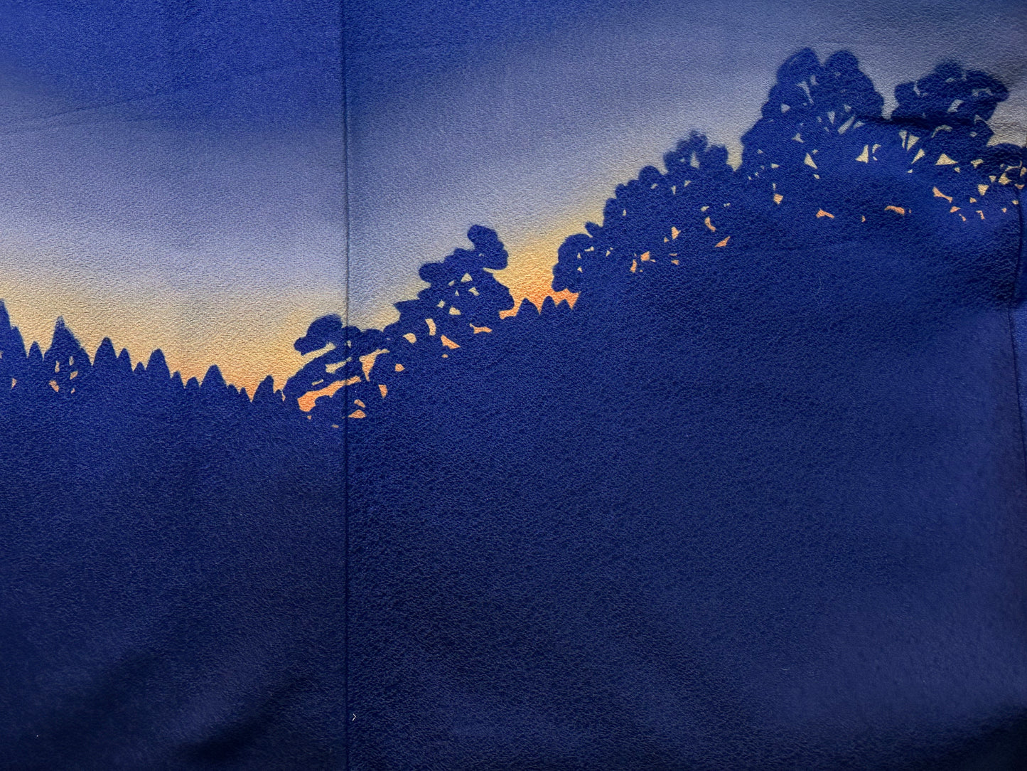 Japanese Signed Silk Houmongi Kimono Hand Painted Night Sky Royal Blue