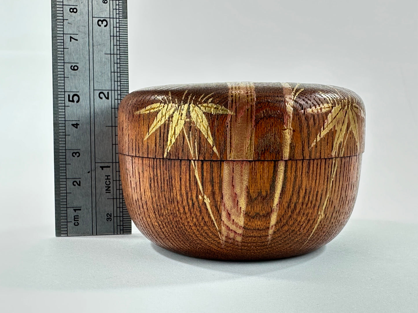 Japanese Keyaki Zelkova Wood Hira Natsume Take Bamboo Makie Tea Caddy