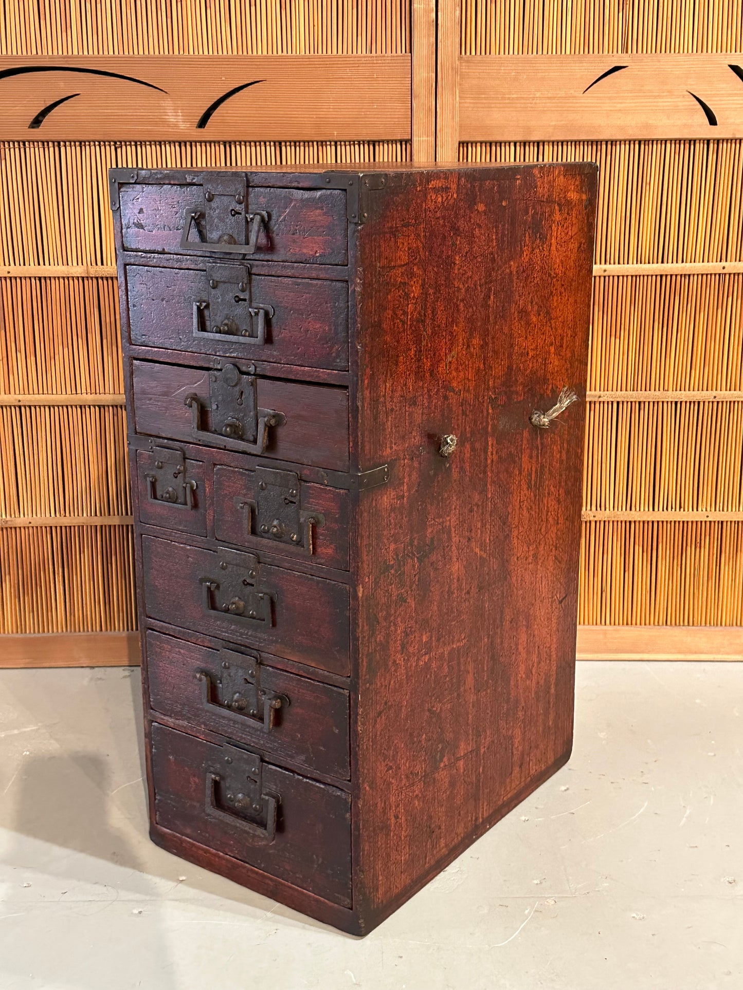 Antique Japanese Edo Era Early 1800's Gyosho Bako Peddler's Tansu Chest 28"