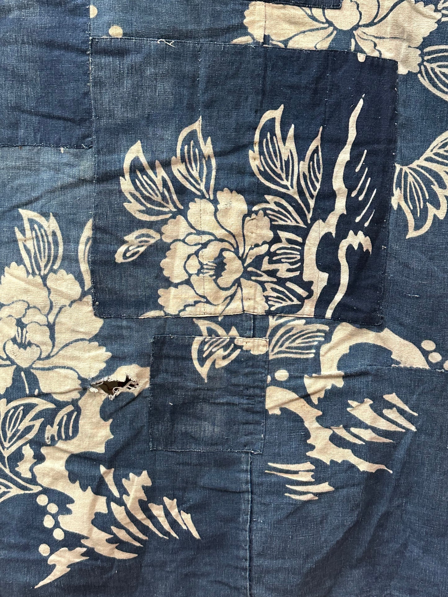 Antique Japanese 19th Century Textile Peonies Boro - Tsutsugaki 77"x68" #61
