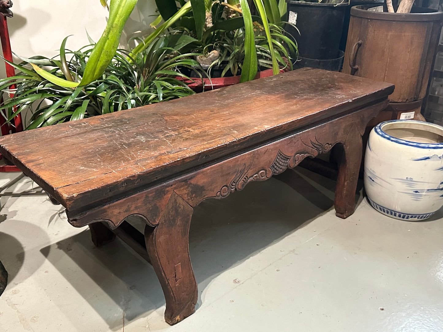 Antique Chinese 19th Century Farm House Bench 46"L