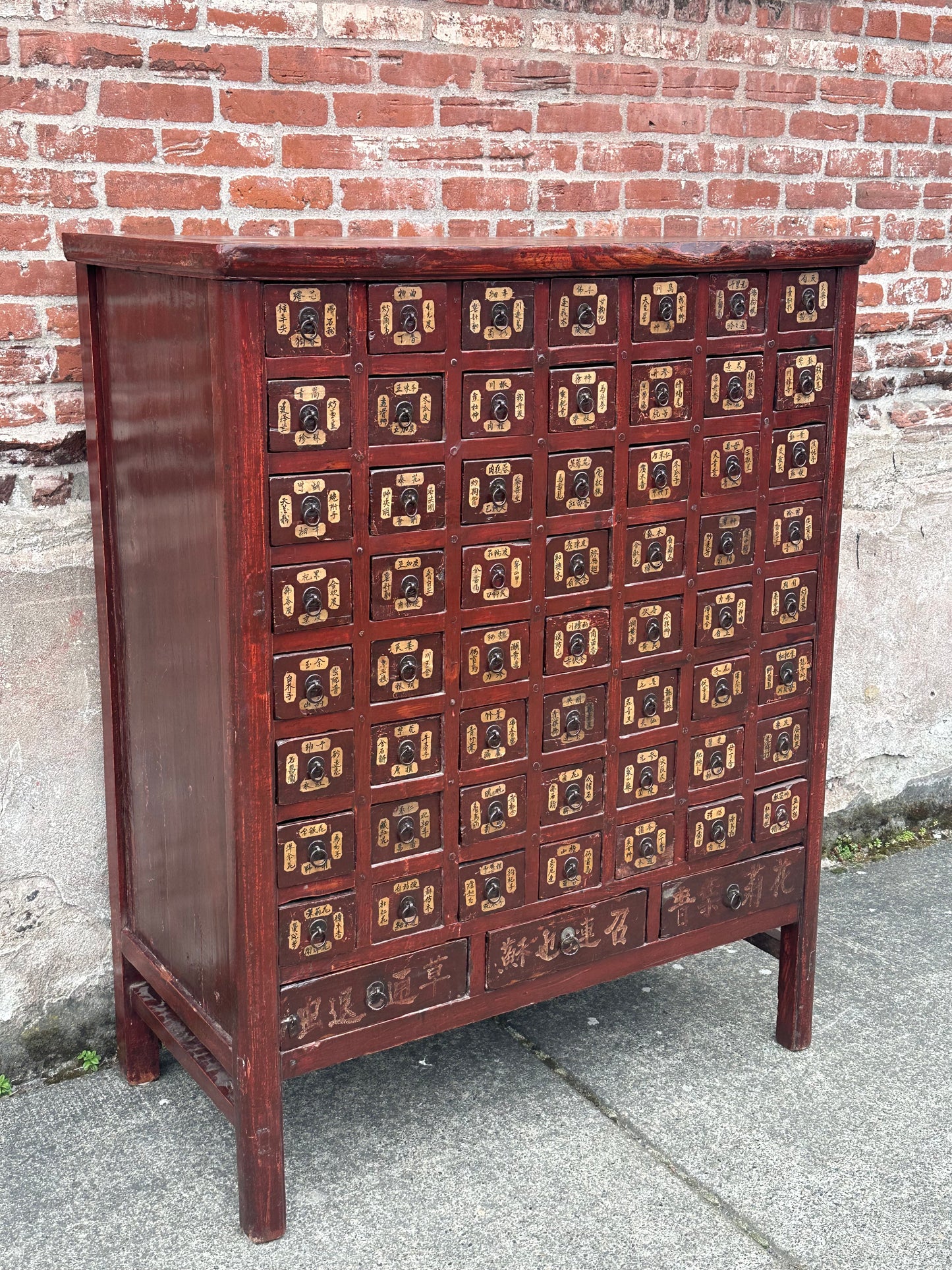 Antique Chinese Qing Dynasty 59-Drawer Apothecary Chest Herb Cabinet 58"H