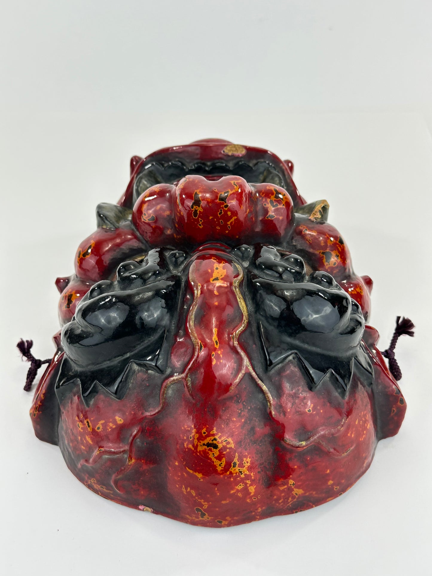 Vintage Japanese Oni Demon Mask Lacquered Tsuina Mask – Festival/Wall Art 11”