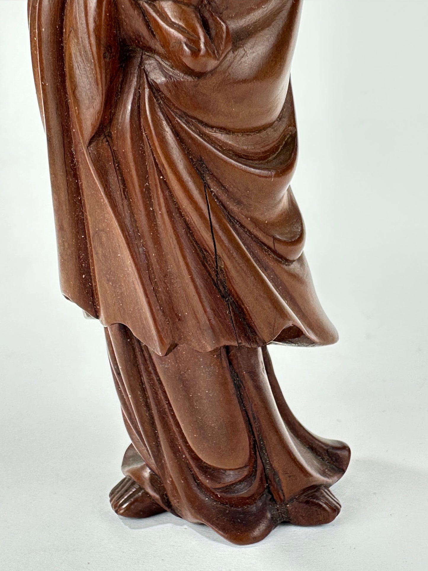 Vintage Chinese Hand-Carved Quan-Yin Figurine Sculpture Folk Figure 6"H