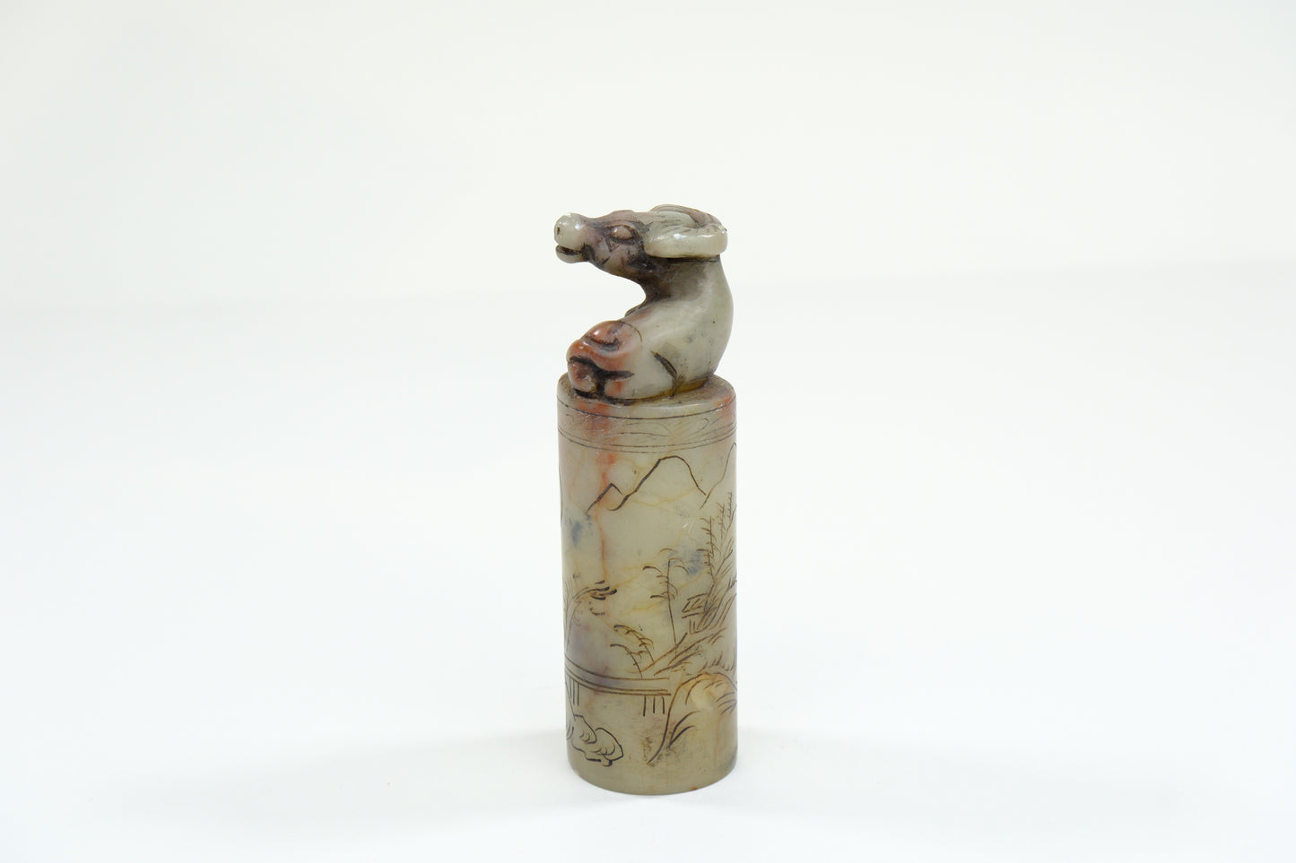 Vintage Chinese Handcarved Inkan Marble Stamp Zodiac Bull 3”