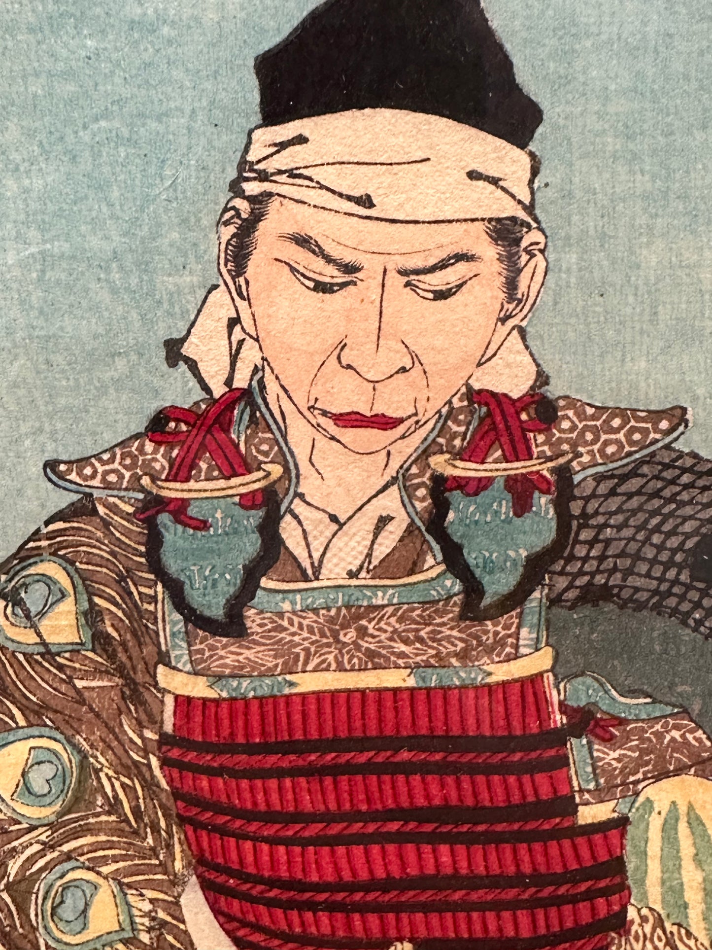 Original Yoshitoshi (1839-1892) Japanese Woodblock Print Hideyoshi Cuts a Melon 1881 LS#166