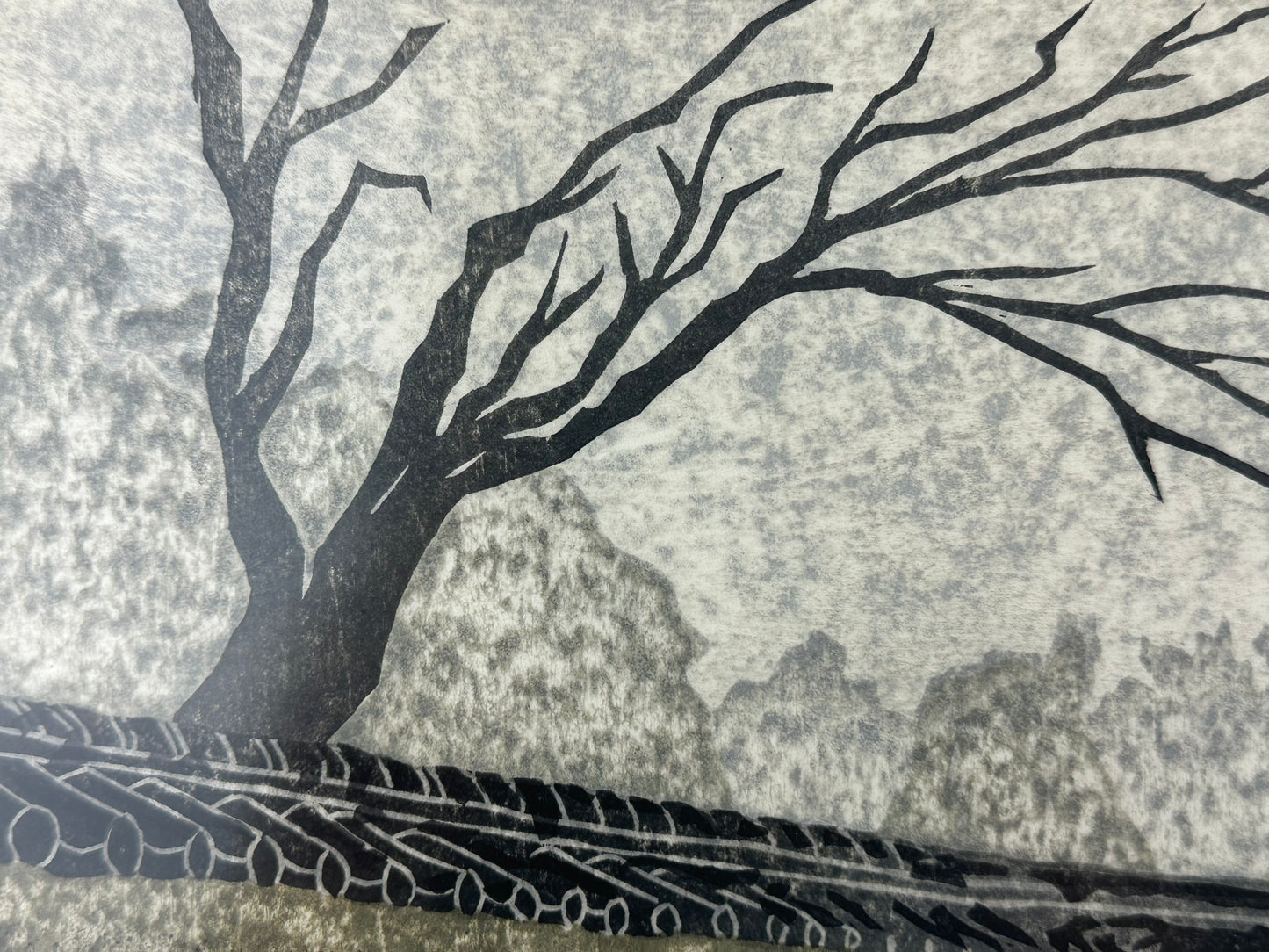 Original Woodblock Print Watanabe Yoshiko (b1954) "Loneliness on a Journey II" 1986 Limited Ed 14/30 LS#219