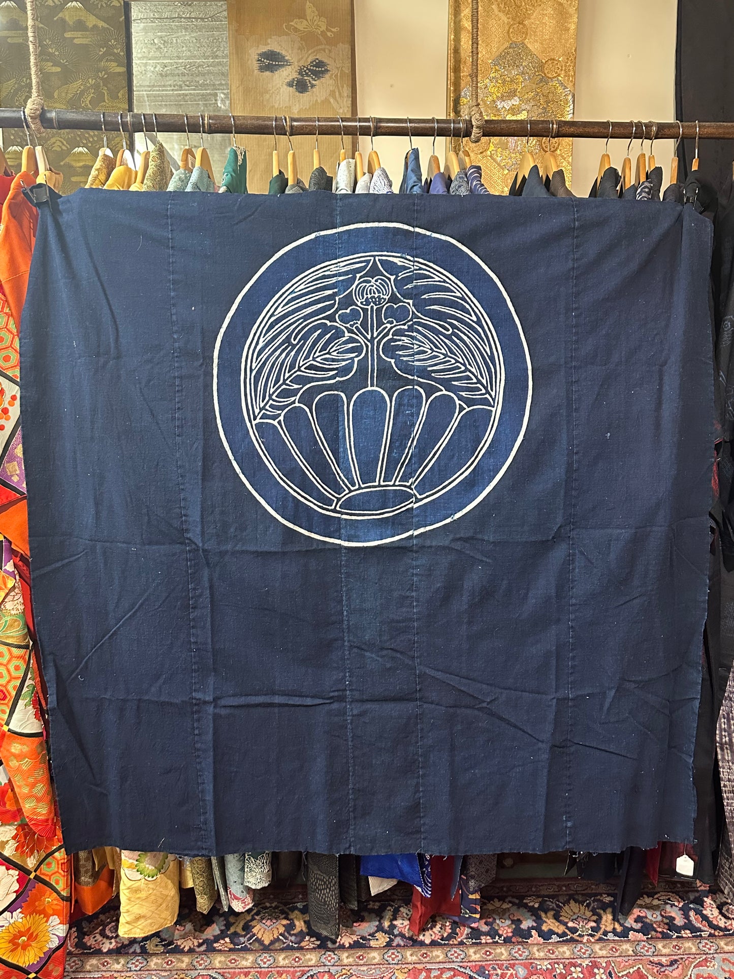 Antique Japanese 19th Century Textile - Tsutsugaki 54"x53" #110