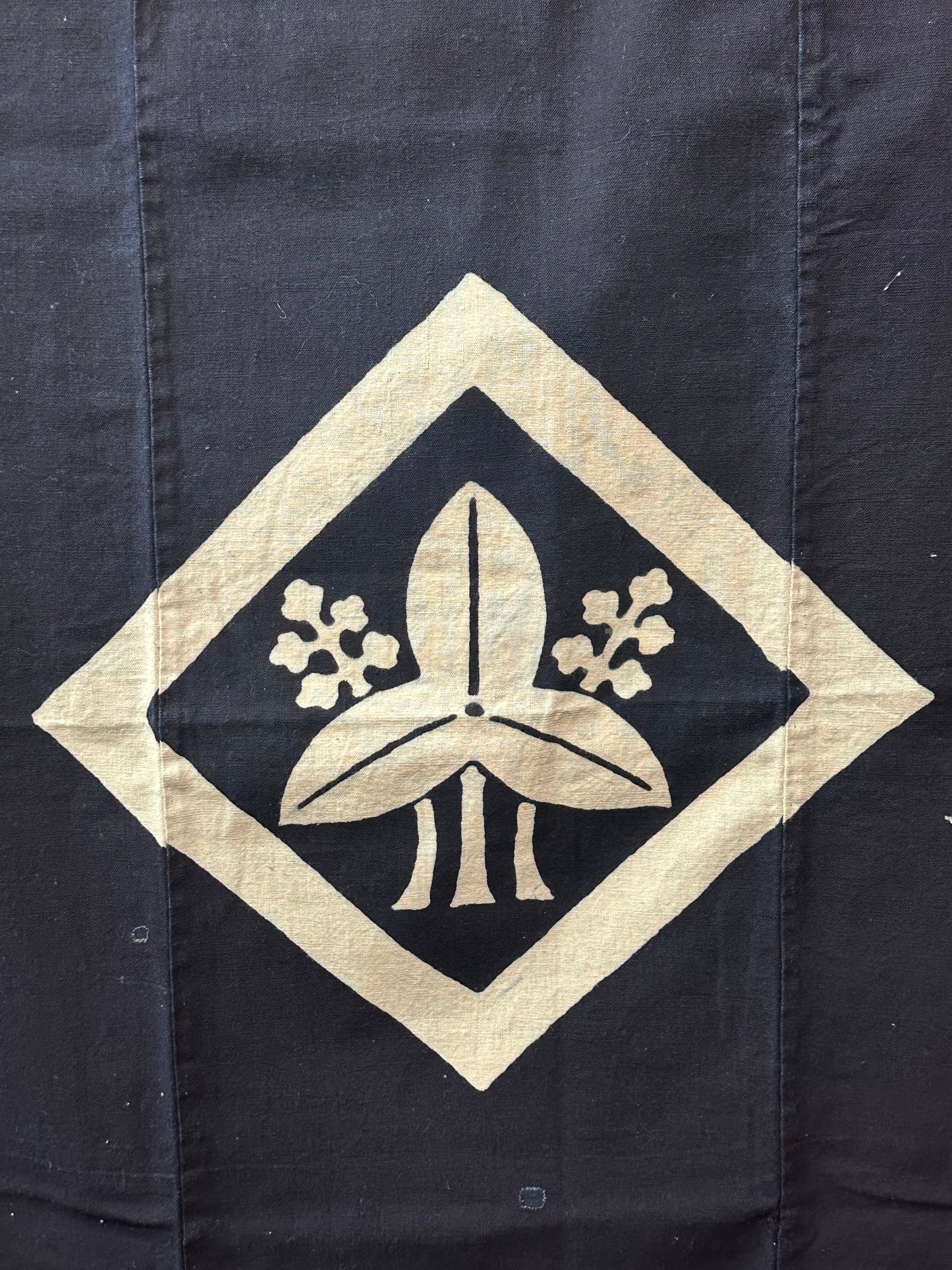 Antique Japanese 19th Century Textile Okodaka Crest - Tsutsugaki 37"x63” #100