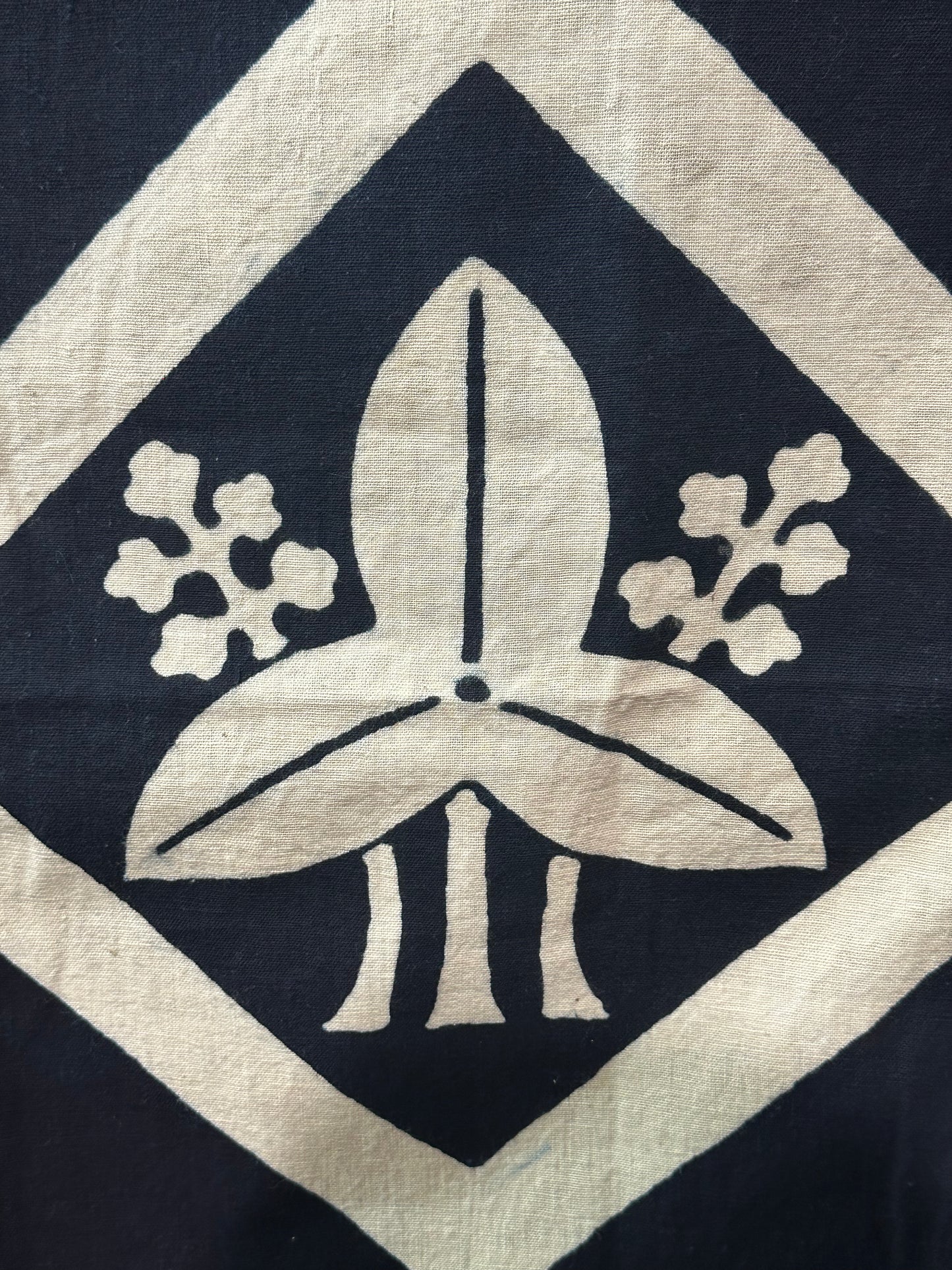 Antique Japanese 19th Century Textile Okodaka Crest - Tsutsugaki 37"x63” #100