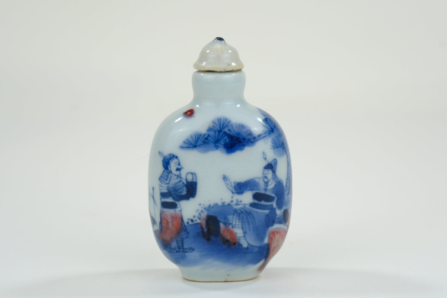 Vintage Chinese Porcelain Blue & White Snuff Bottle 3"