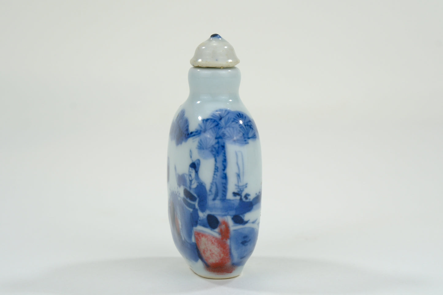 Vintage Chinese Porcelain Blue & White Snuff Bottle 3"