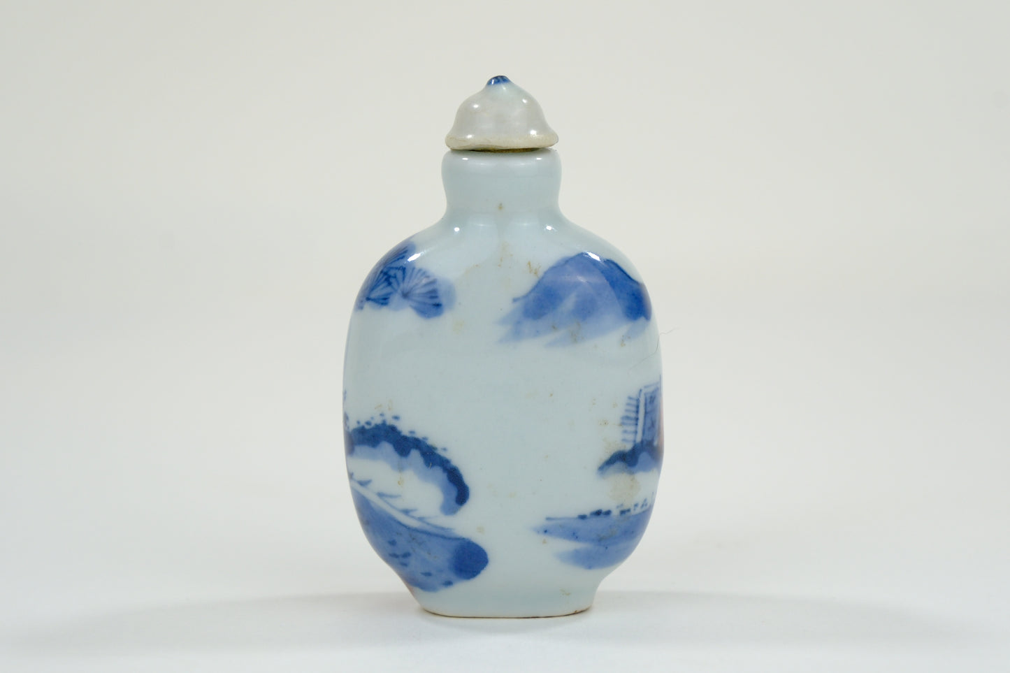 Vintage Chinese Porcelain Blue & White Snuff Bottle 3"