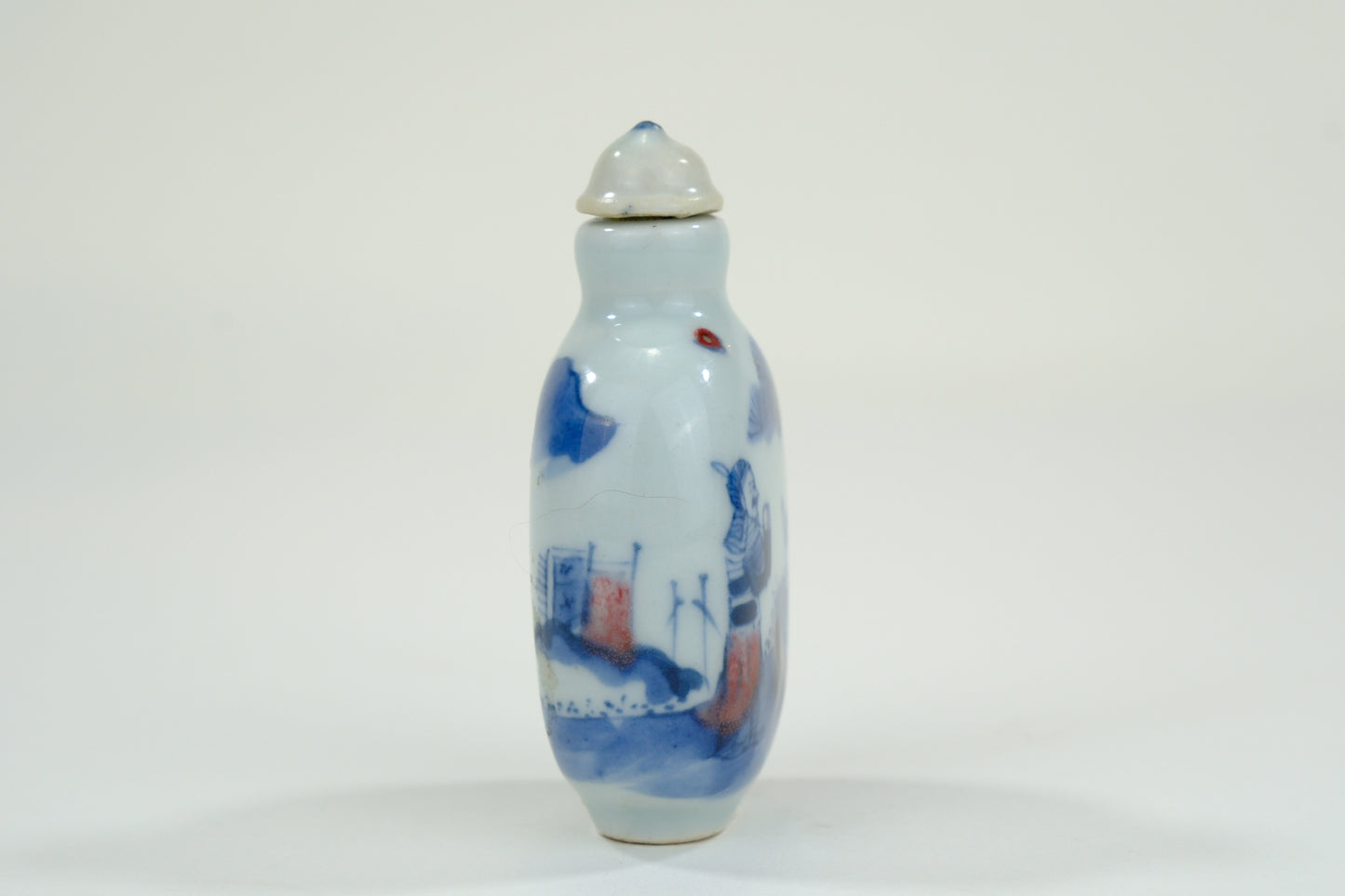 Vintage Chinese Porcelain Blue & White Snuff Bottle 3"