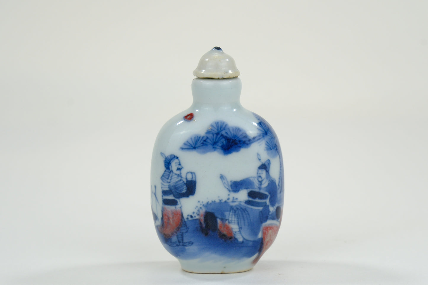 Vintage Chinese Porcelain Blue & White Snuff Bottle 3"