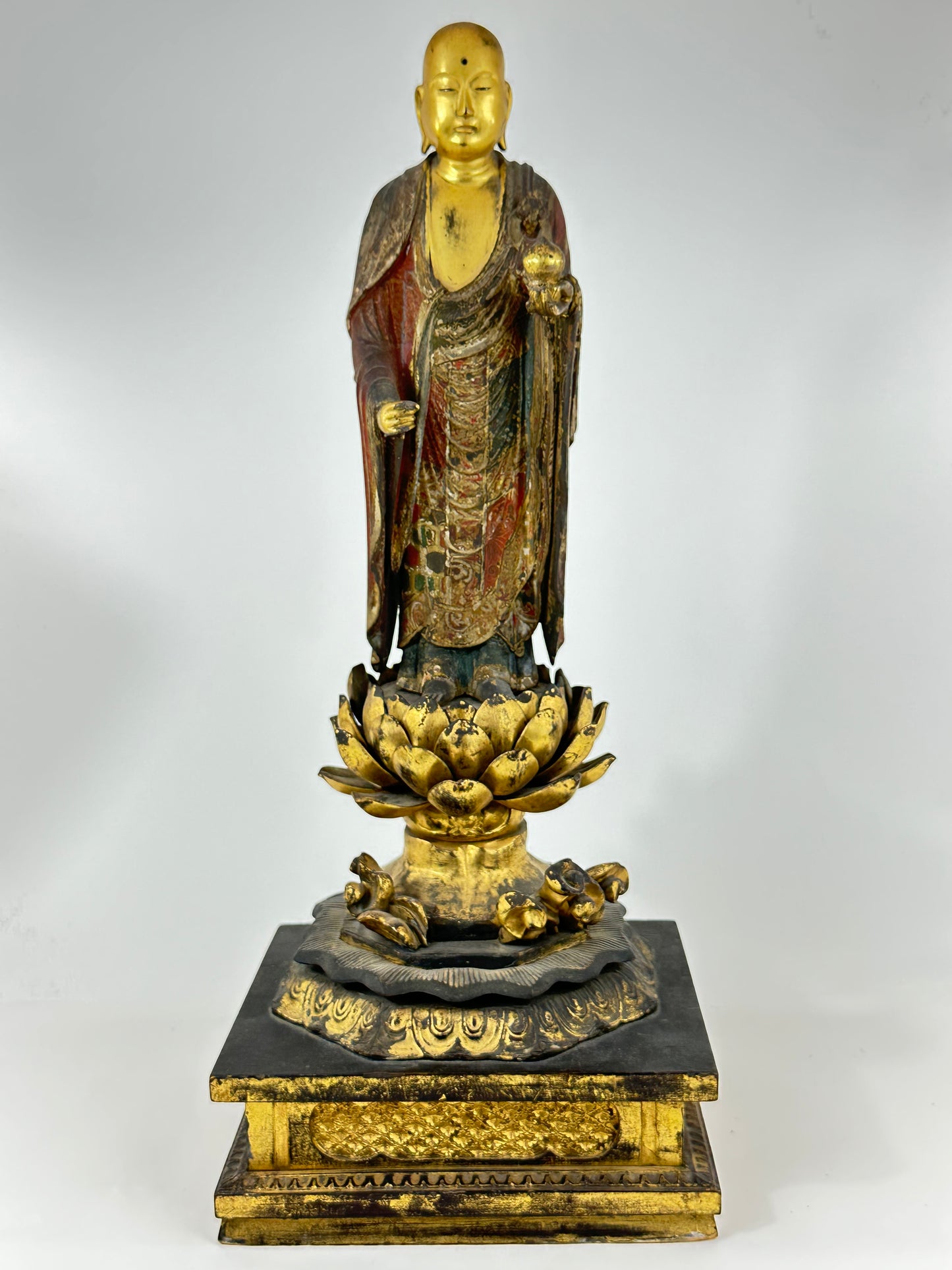Antique Japanese 18th/19th Century Bodhisattva Buddhist Gilded Sculpture Standing LS#058