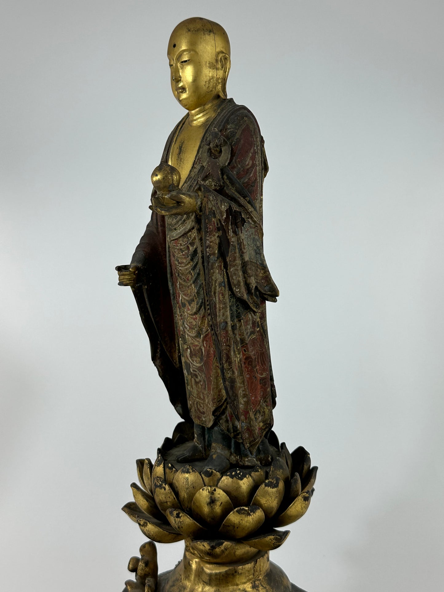 Antique Japanese 18th/19th Century Bodhisattva Buddhist Gilded Sculpture Standing LS#058