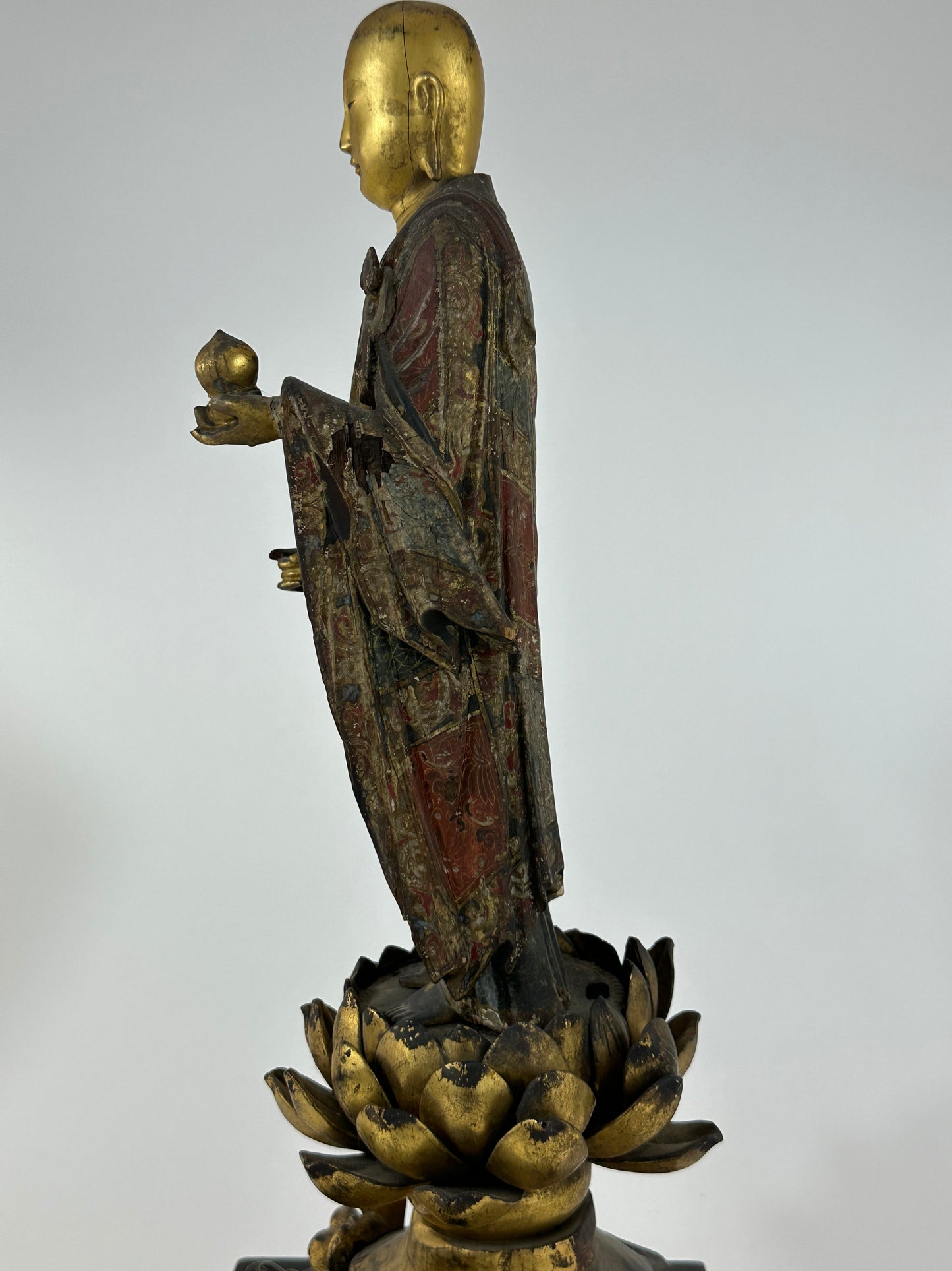 Antique Japanese 18th/19th Century Bodhisattva Buddhist Gilded Sculpture Standing LS#058