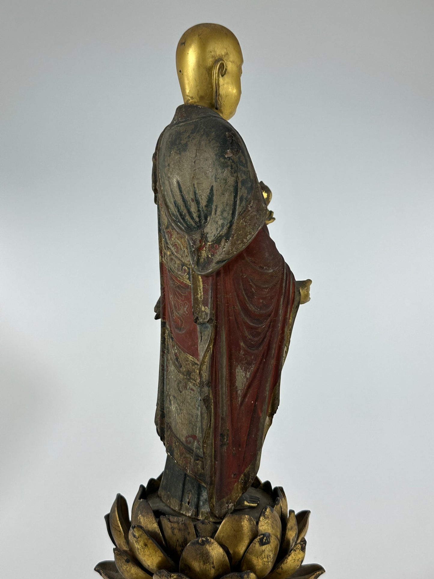 Antique Japanese 18th/19th Century Bodhisattva Buddhist Gilded Sculpture Standing LS#058