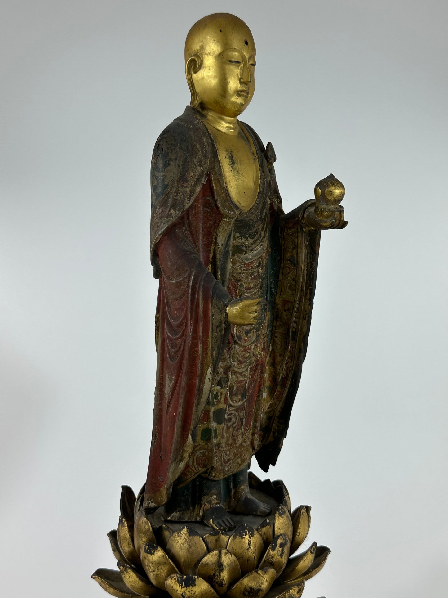 Antique Japanese 18th/19th Century Bodhisattva Buddhist Gilded Sculpture Standing LS#058