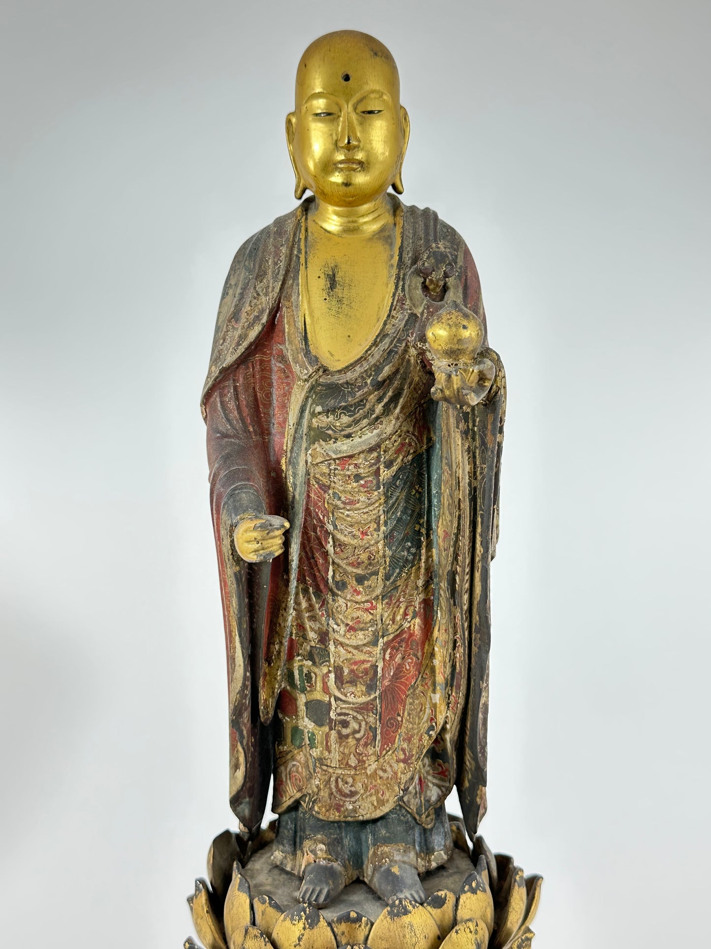 Antique Japanese 18th/19th Century Bodhisattva Buddhist Gilded Sculpture Standing LS#058