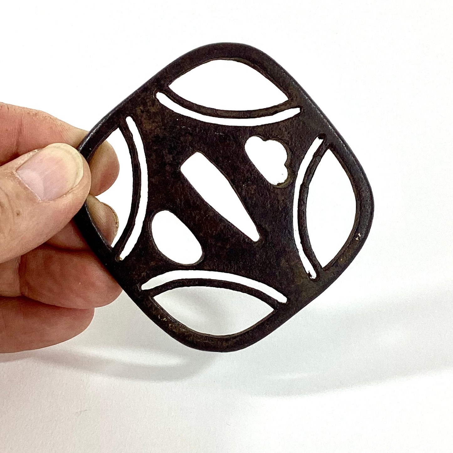 Antique Japanese Edo Period Iron Sukashi Tsuba Openwork Samurai Sword Guard Abstract