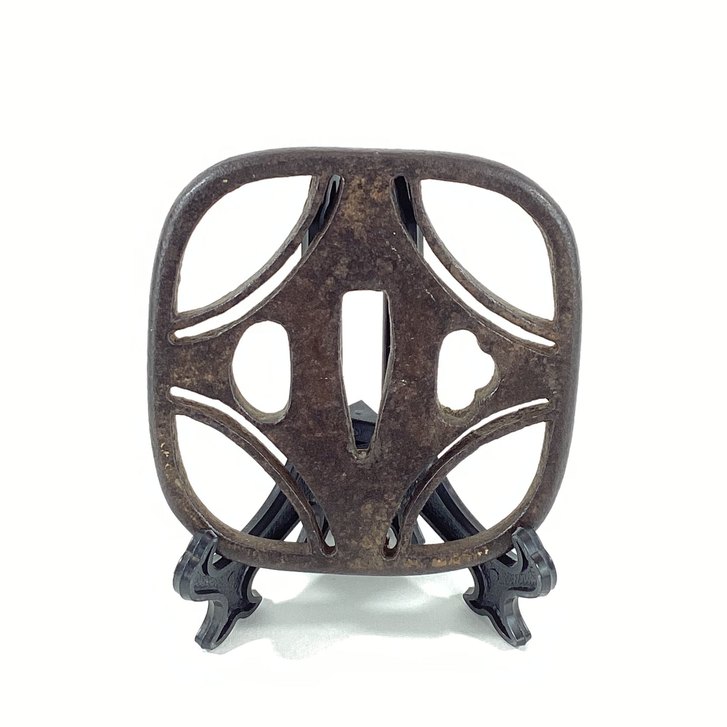 Antique Japanese Edo Period Iron Sukashi Tsuba Openwork Samurai Sword Guard Abstract