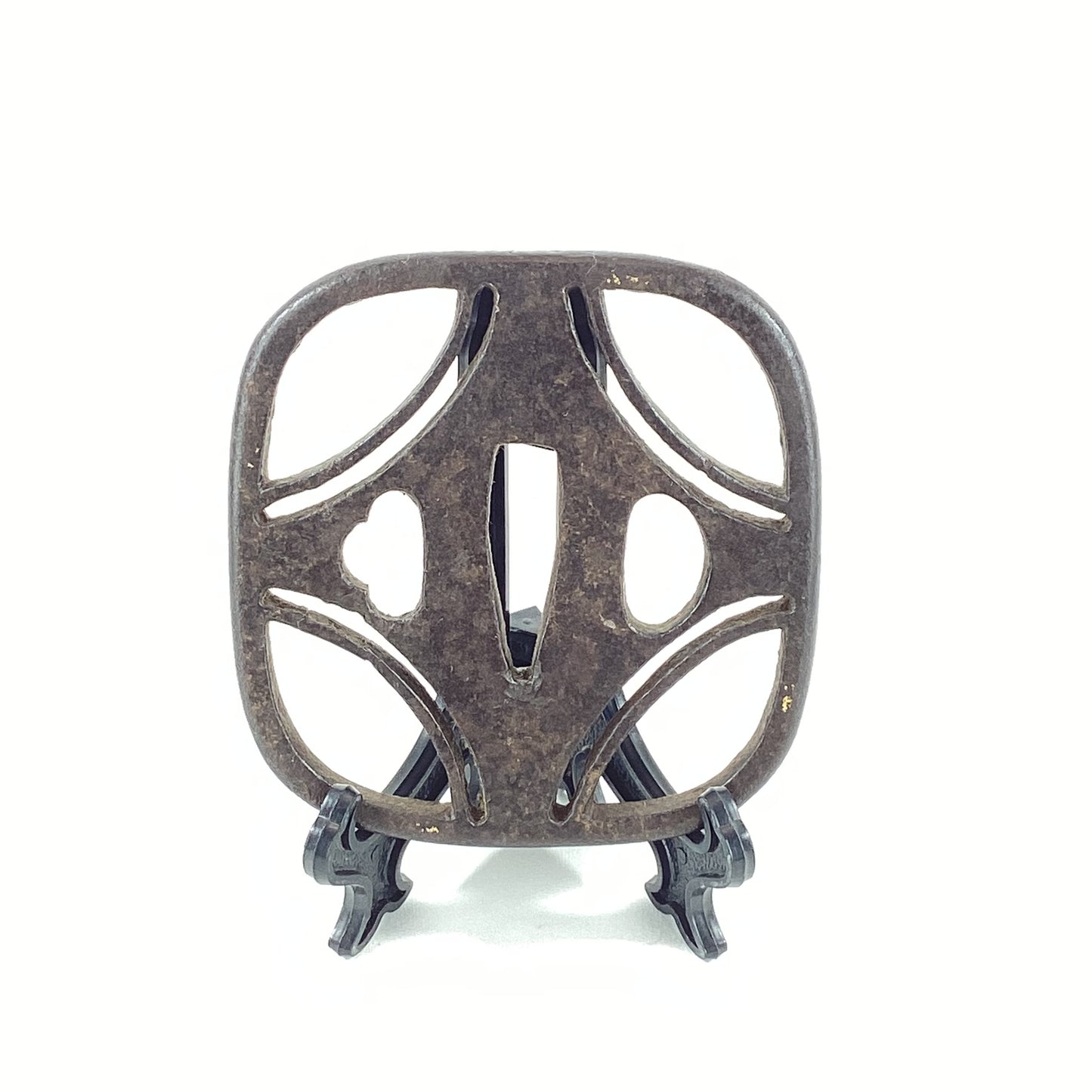 Antique Japanese Edo Period Iron Sukashi Tsuba Openwork Samurai Sword Guard Abstract