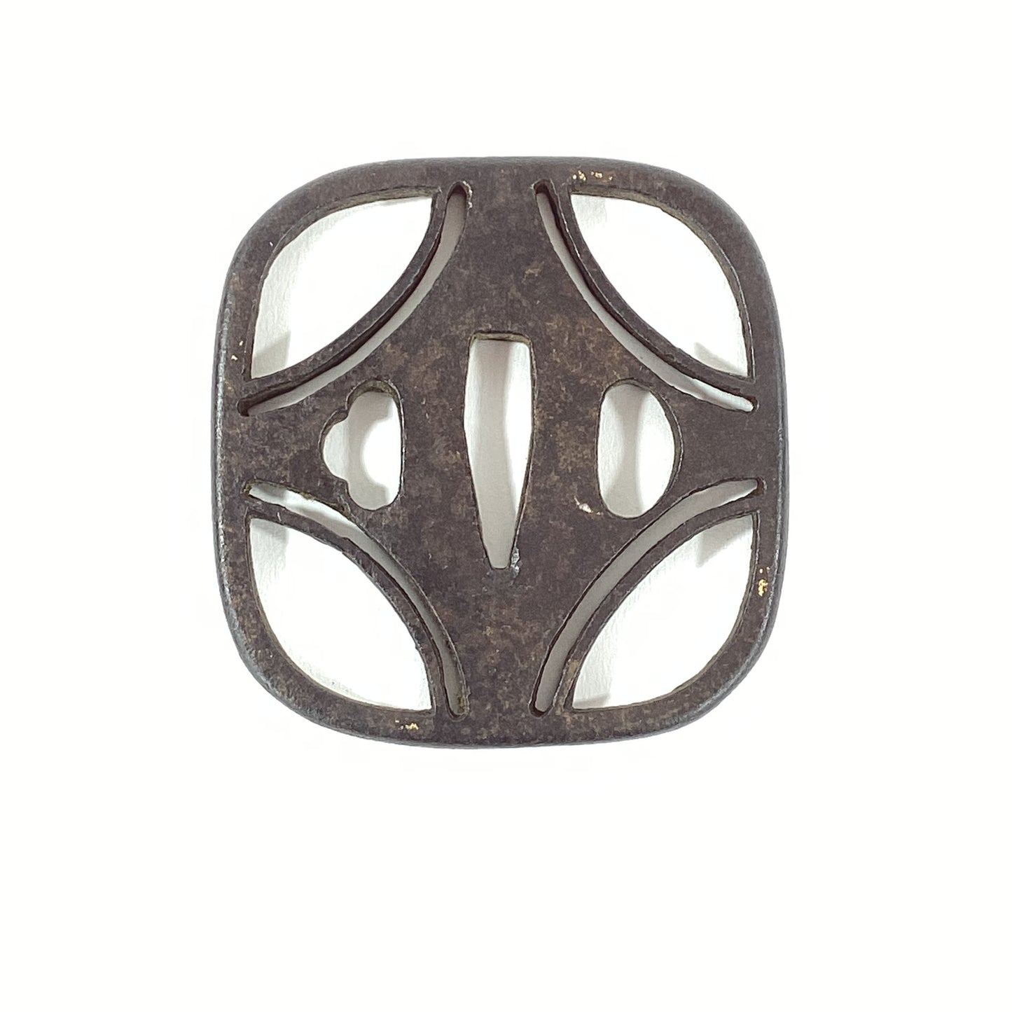 Antique Japanese Edo Period Iron Sukashi Tsuba Openwork Samurai Sword Guard Abstract