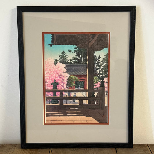Kawase Hasui Giclée Repro Kamakura Myohonji Temple Spring Crabapple Flowers 1931 Framed 16x20