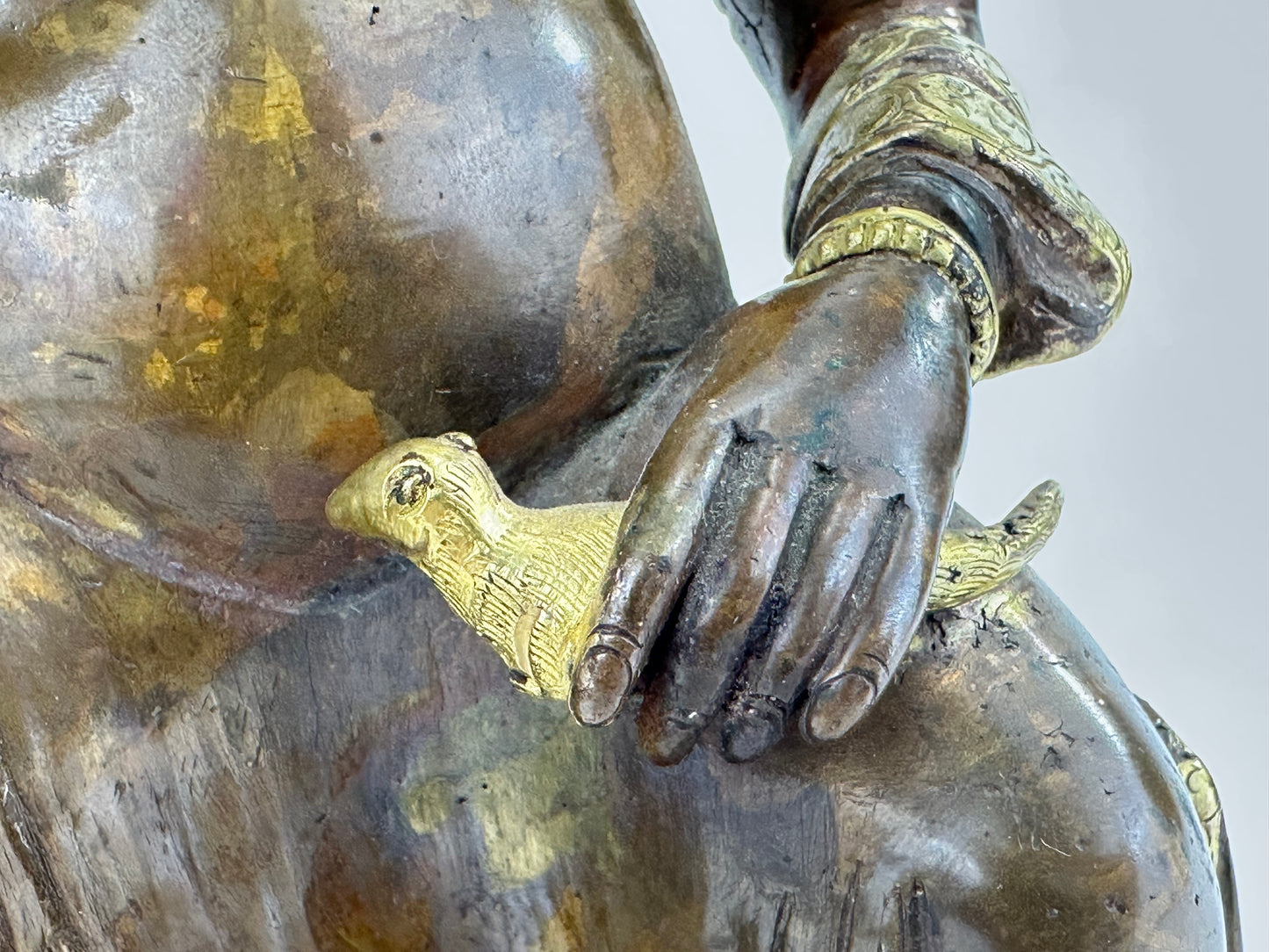 Vintage Nepalese Gilt Bronze Figure of Caishen the God of Wealth ~11"