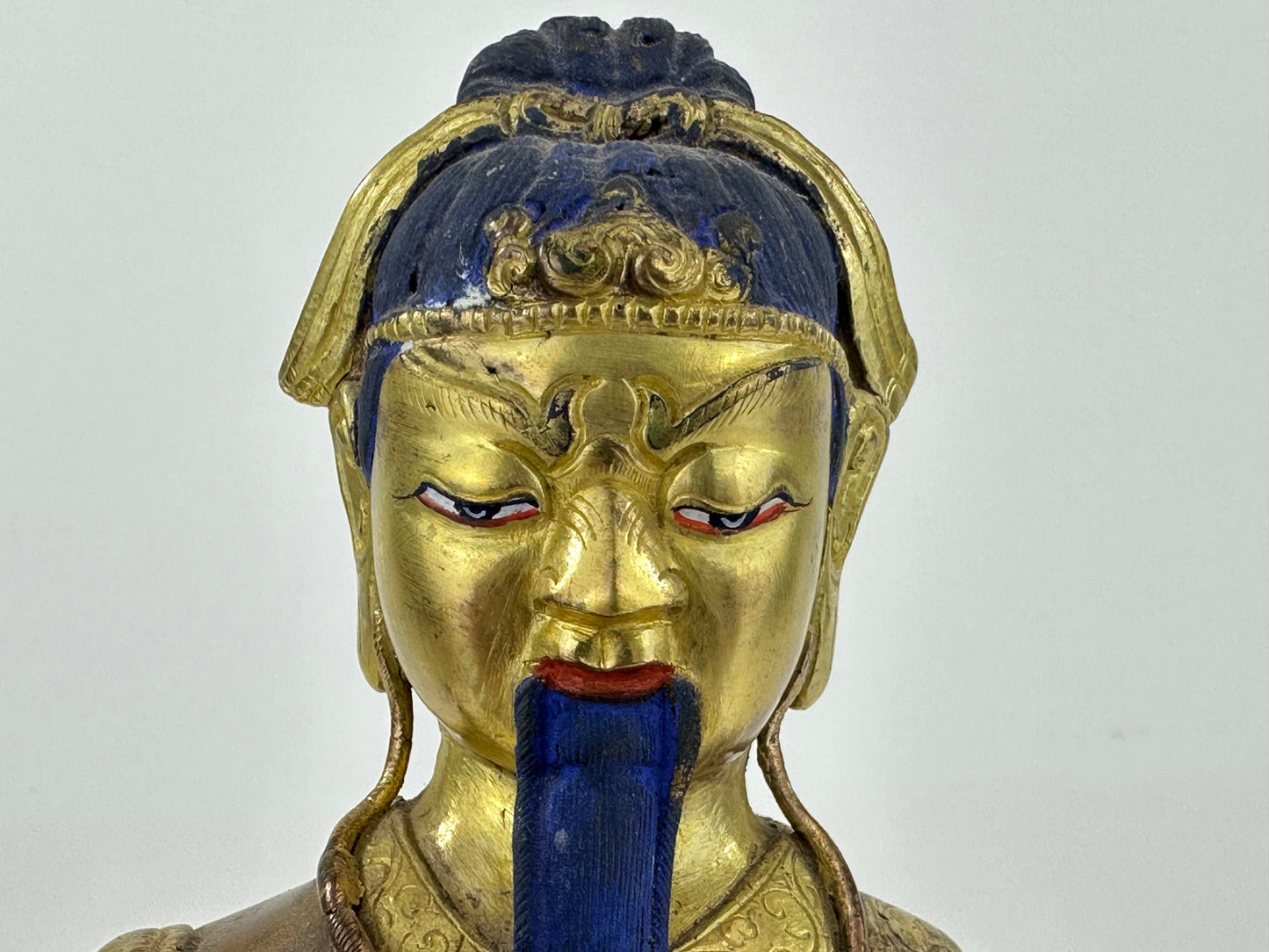 Vintage Nepalese Gilt Bronze Figure of Caishen the God of Wealth ~11"