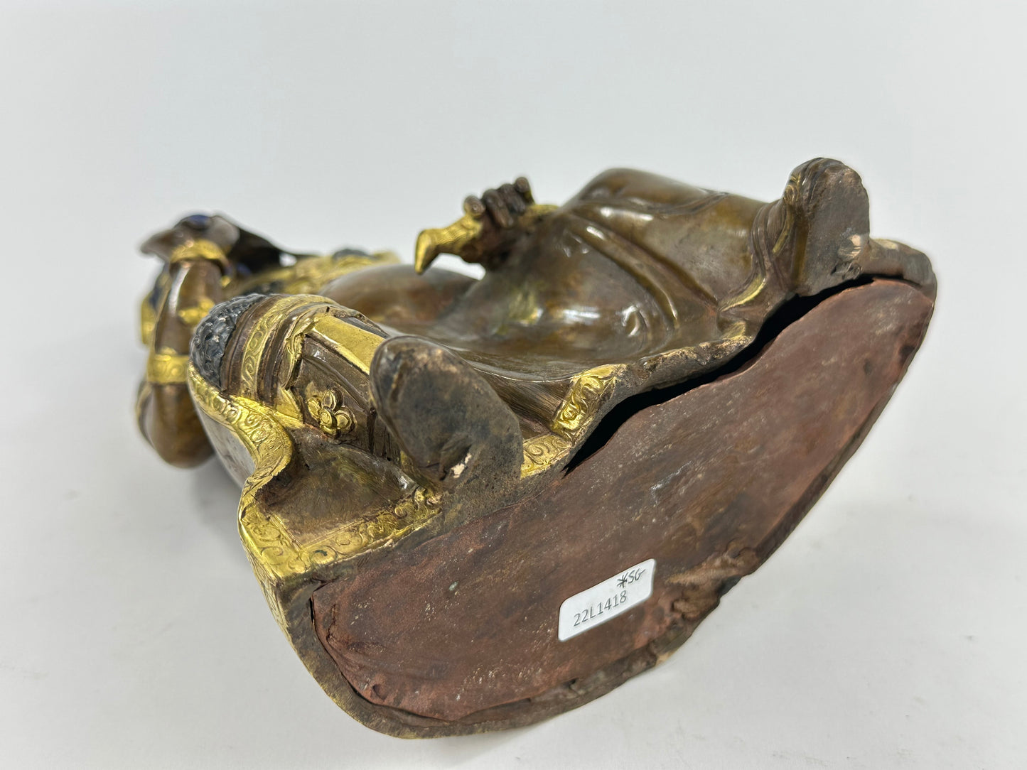 Vintage Nepalese Gilt Bronze Figure of Caishen the God of Wealth ~11"