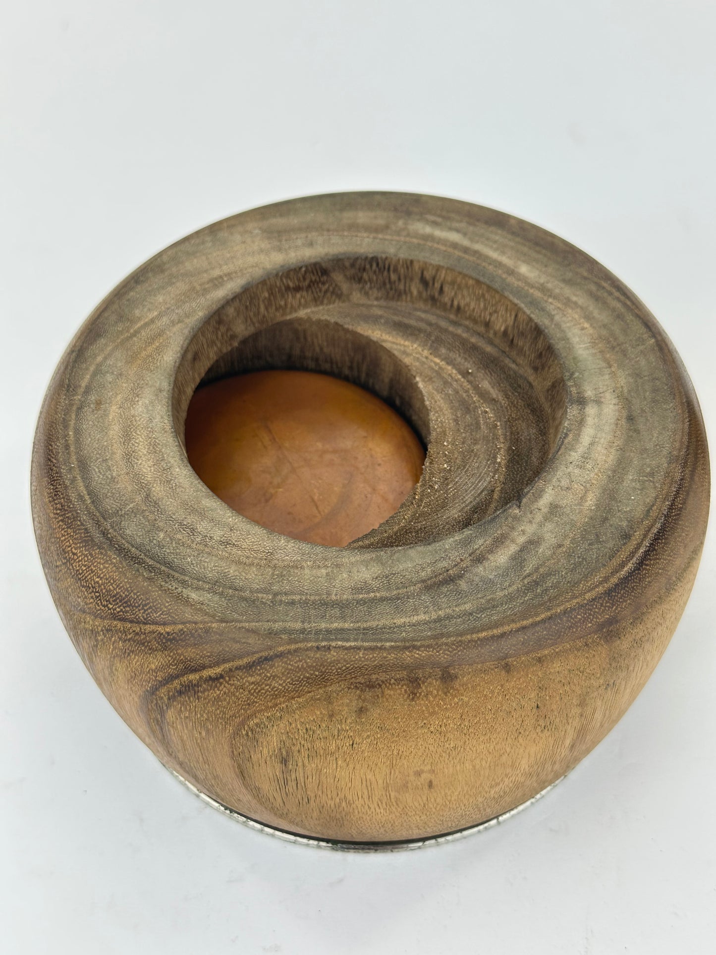 Antique Japanese Tabakobon Smoking Set Wood Body with Silver Rim & Bamboo Haifuki