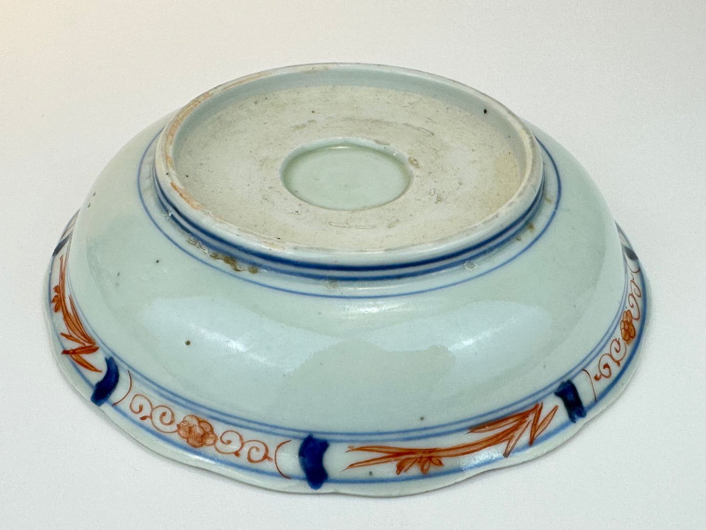 Antique Japanese Imari Porcelain Shallow Plate with Floral Panels and Birds 6.25"W