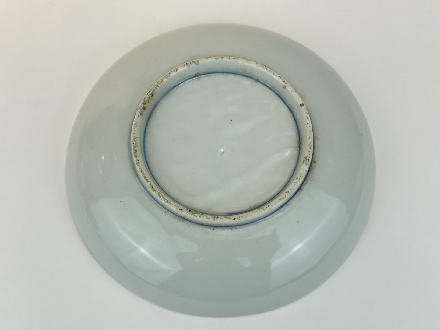 Antique Japanese Blue and White Landscape Dish with Pavilion Scene 6.25"W