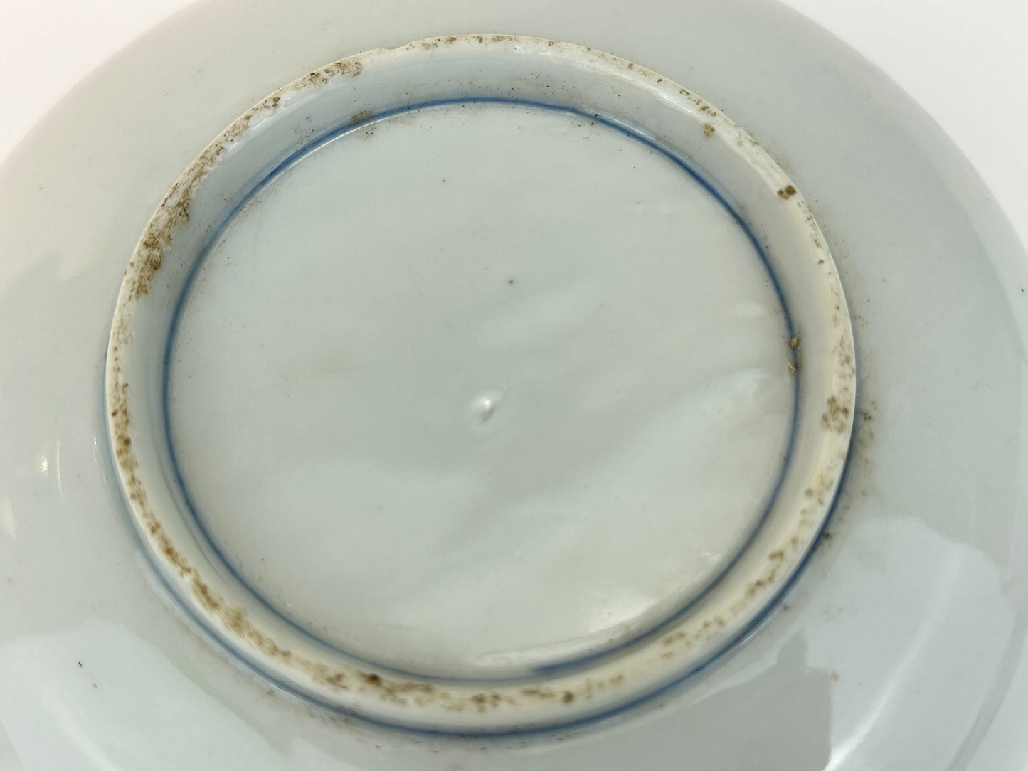 Antique Japanese Blue and White Landscape Dish with Pavilion Scene 6.25"W