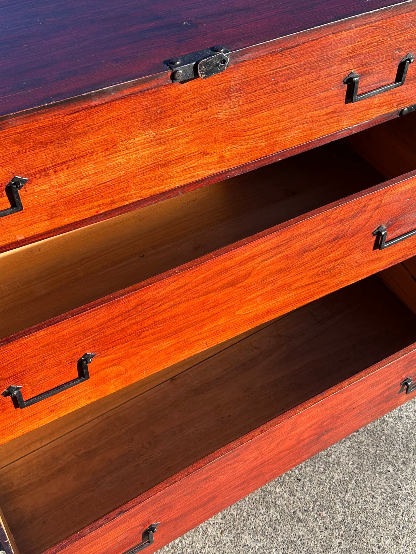 Antique Japanese Meiji Ishōdansu Kimono Tansu Chest Sugi Wood 38"H