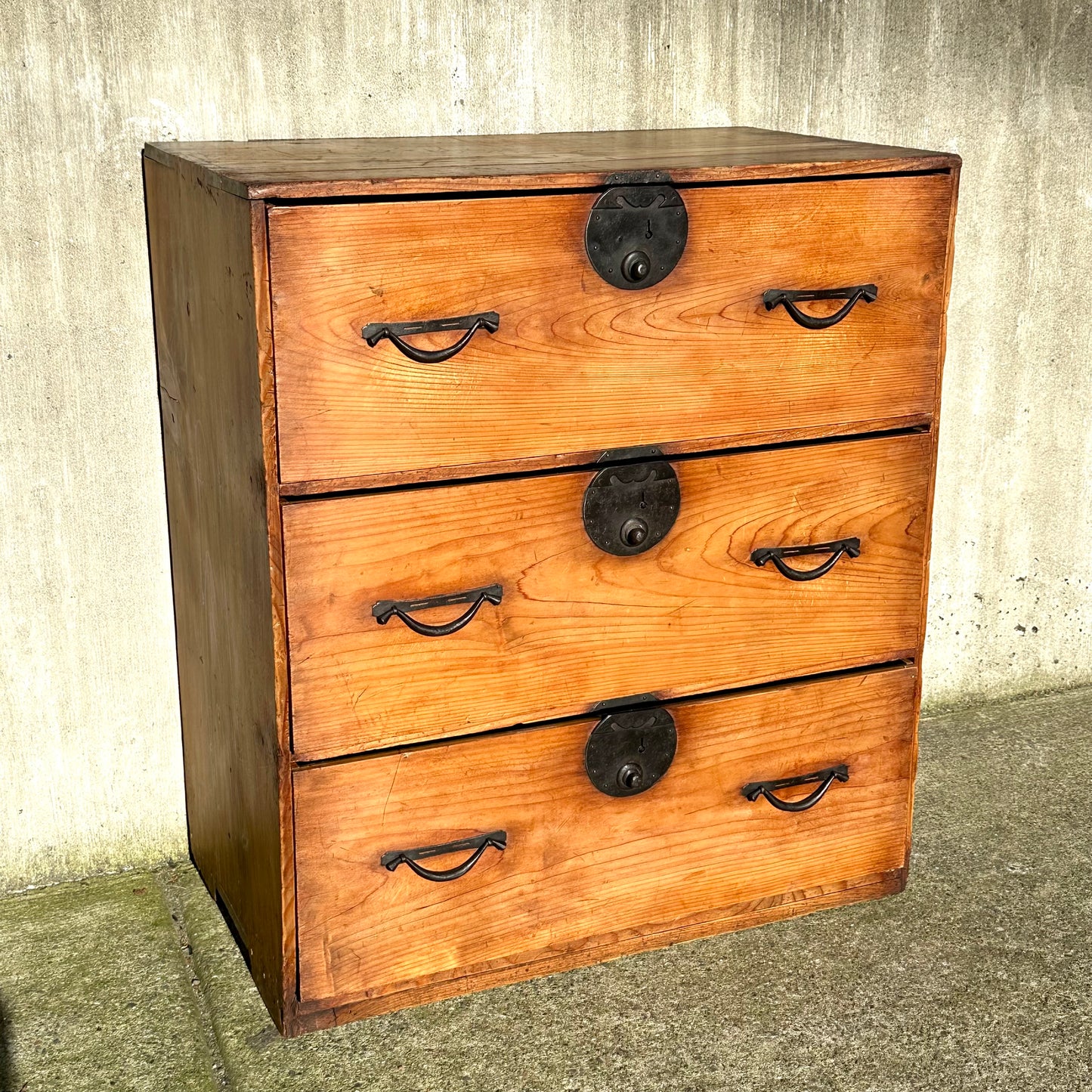 Antique Japanese Meiji Period Sugi Ishō-dansu Tansu Chest Storage Cabinet 28"H