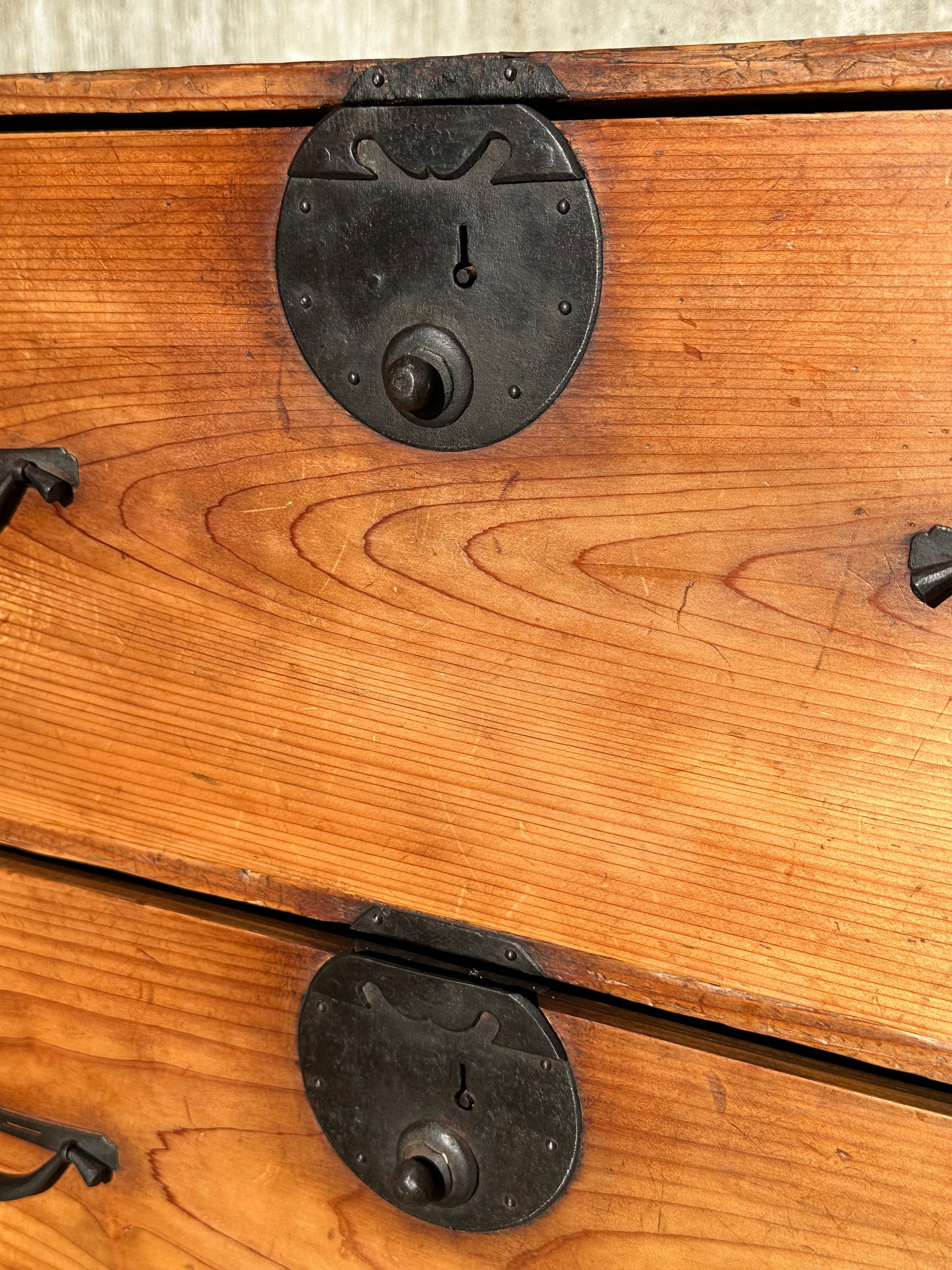 Antique Japanese Meiji Period Sugi Ishō-dansu Tansu Chest Storage Cabinet 28"H