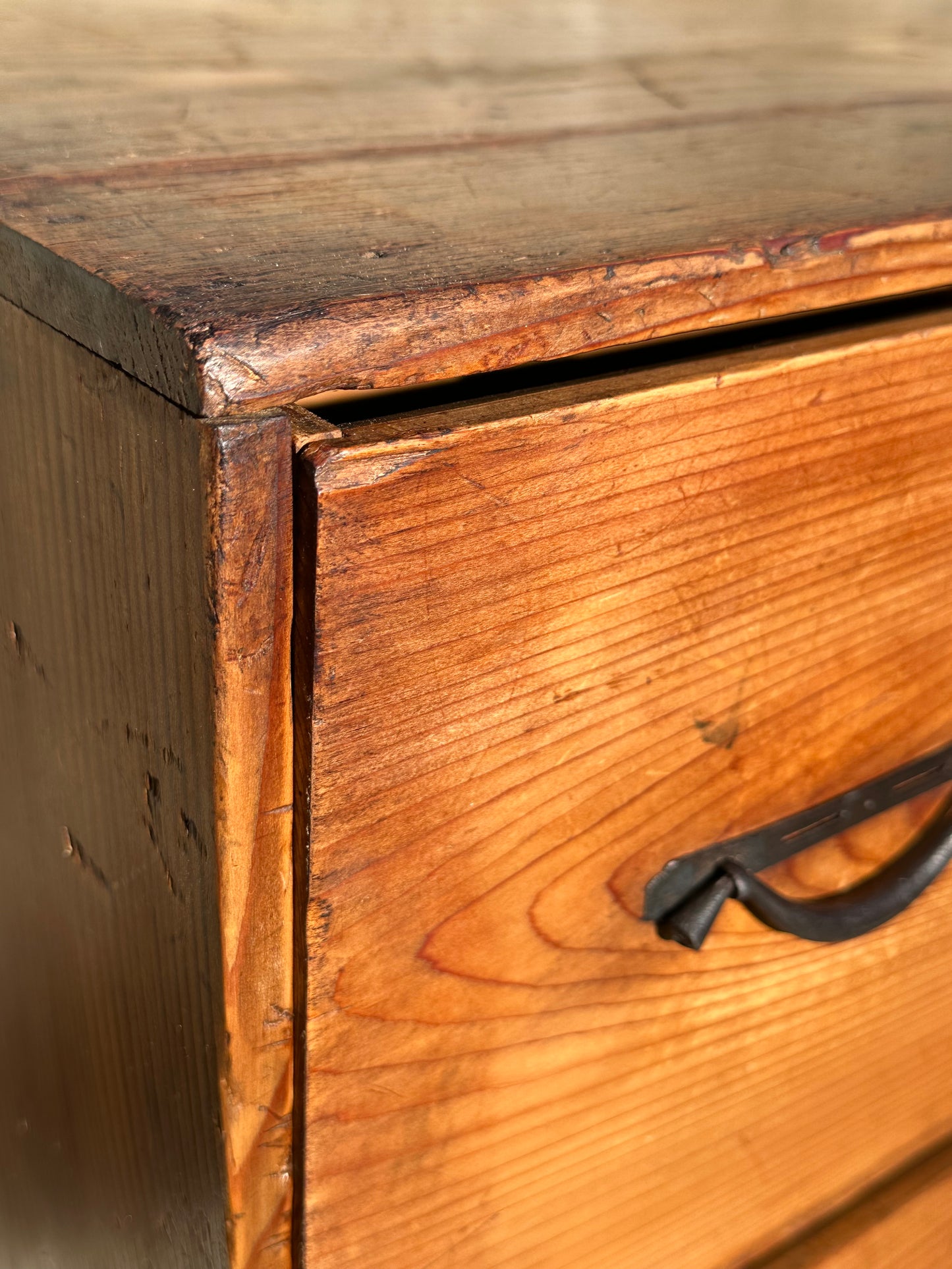 Antique Japanese Meiji Period Sugi Ishō-dansu Tansu Chest Storage Cabinet 28"H