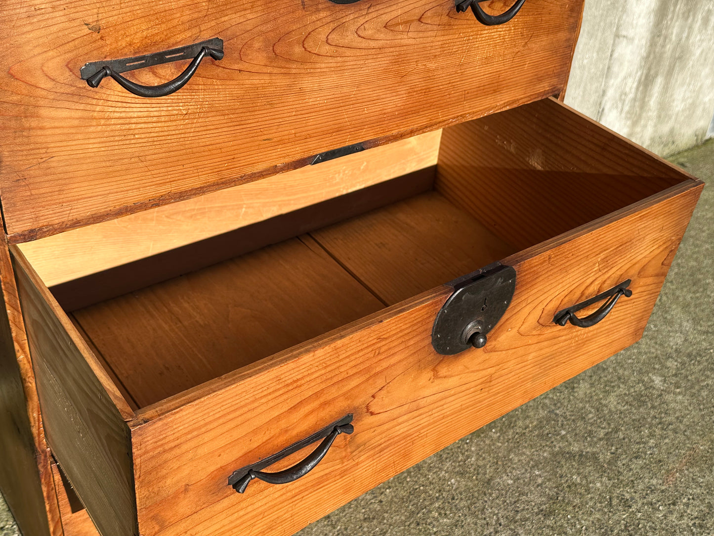 Antique Japanese Meiji Period Sugi Ishō-dansu Tansu Chest Storage Cabinet 28"H